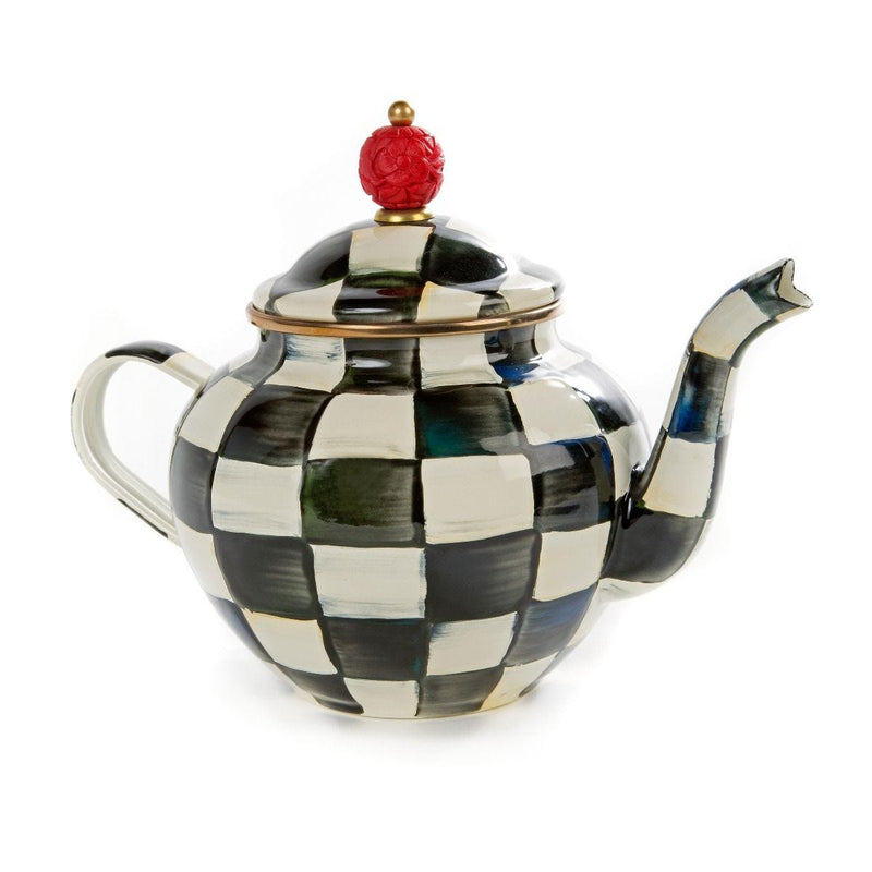 MacKenzie-Childs Courtly Check enamel teapot 4 cup, imported from the UK