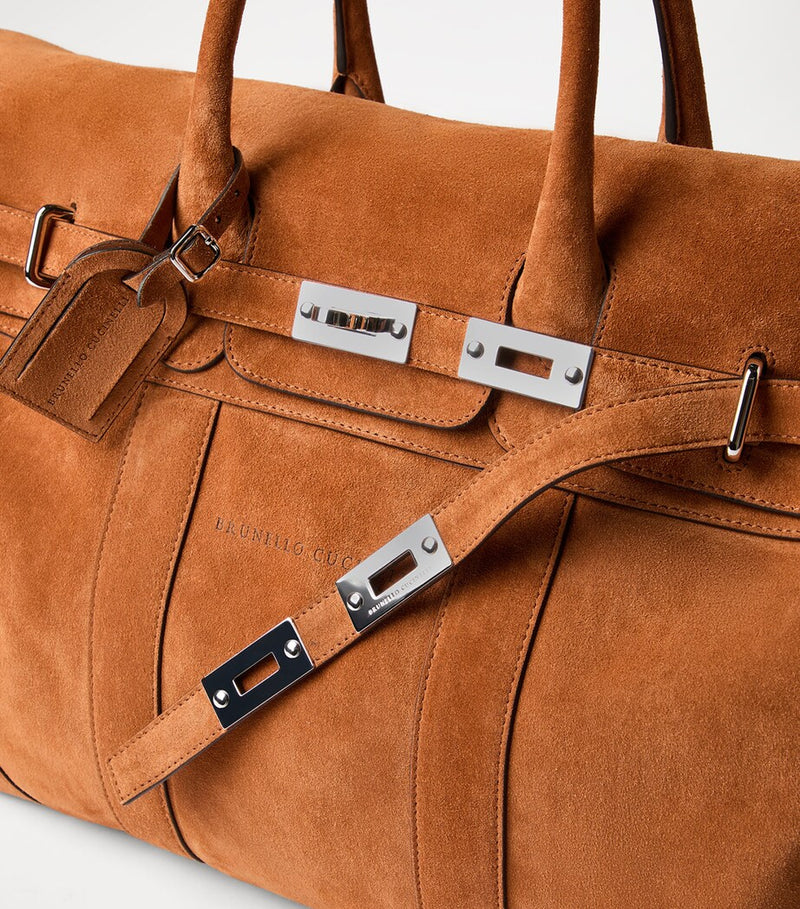 Brunello Cucinelli suede country holdall with twin handles - British product