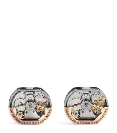 Harrods Tateossian Sterling Silver and Black Diamond Cufflinks- Buy online at McGrocer
