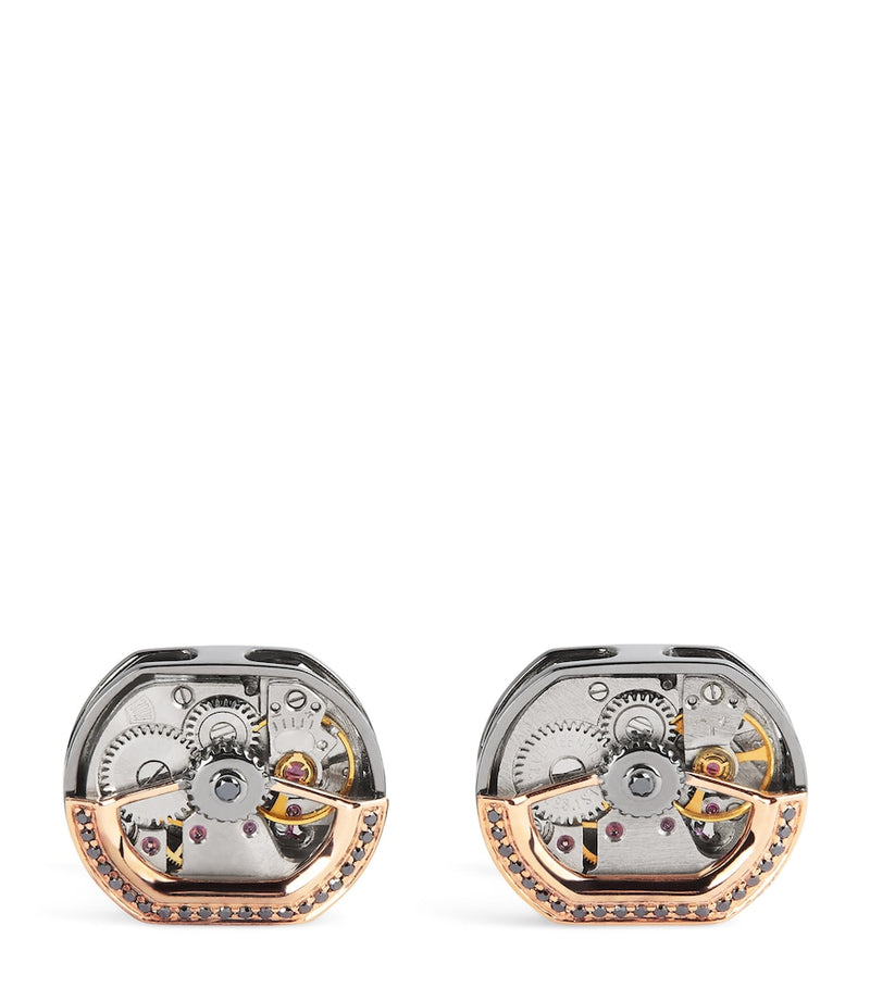Tateossian sterling silver black diamond cufflinks, UK version