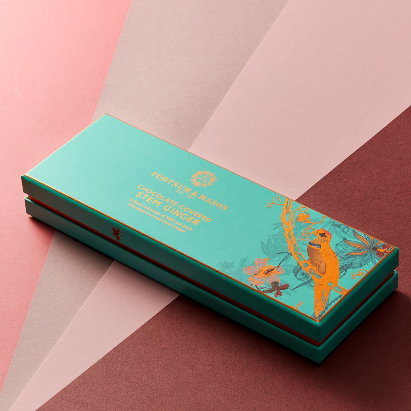 Fortnum's chocolate-covered stem ginger 250g gift box - British product