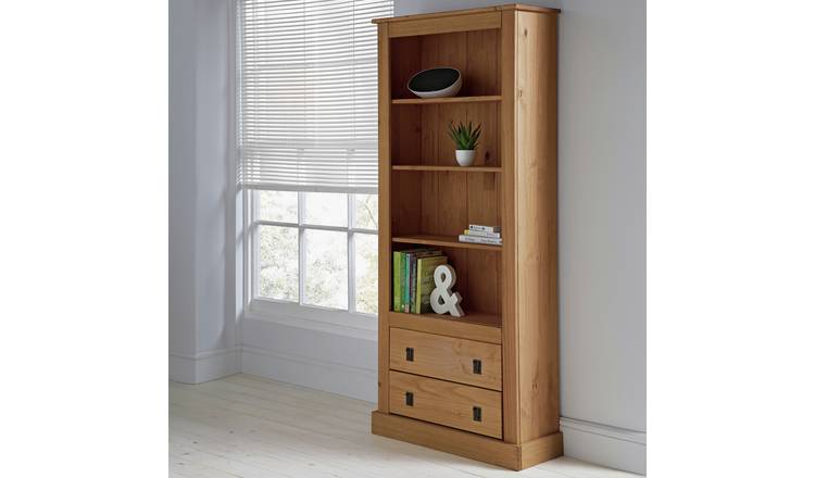 Argos Home solid pine 2 drawer bookcase 180cm high - British product