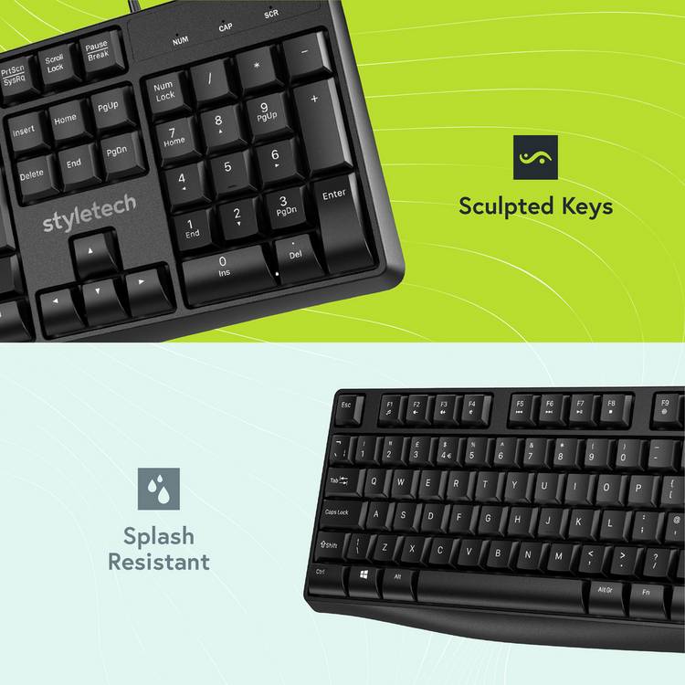 StyleTech K100 wired keyboard black (British brand)