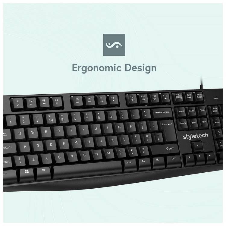 StyleTech K100 wired keyboard black (British brand)