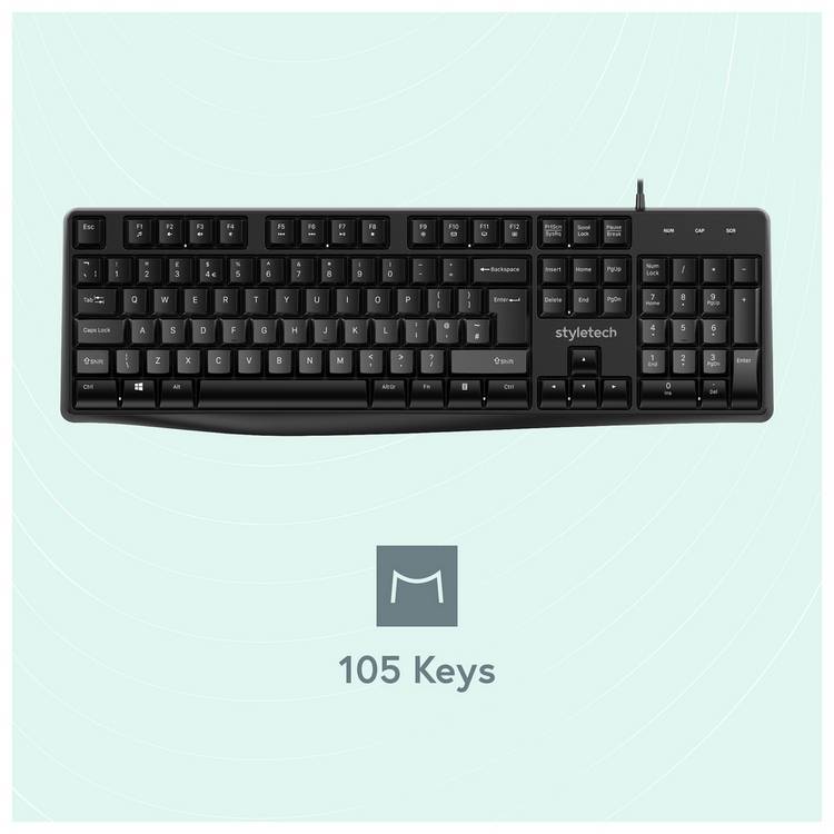 StyleTech K100 wired keyboard black (British brand)