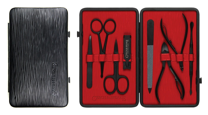 Czech & Speake leather manicure set with steel tools, UK version