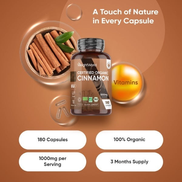 WeightWorld organic cinnamon capsules 1000mg 180 capsules - British product
