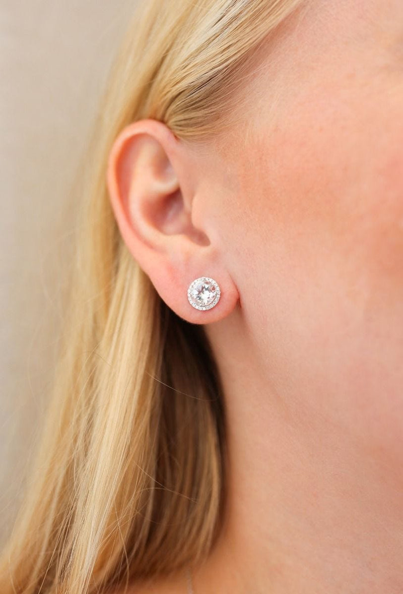 Kiki McDonough Grace topaz diamond stud earrings 18ct white gold (British brand)