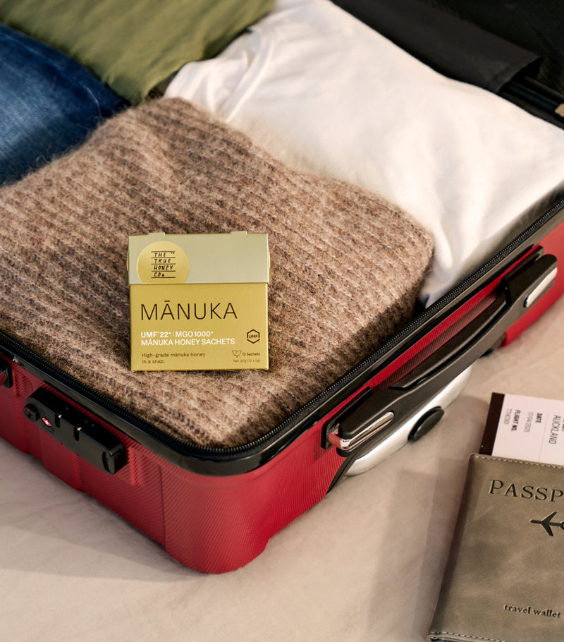 True Honey manuka honey sachets UMF 22+ 1000+ MGO 12x5g, imported from the UK