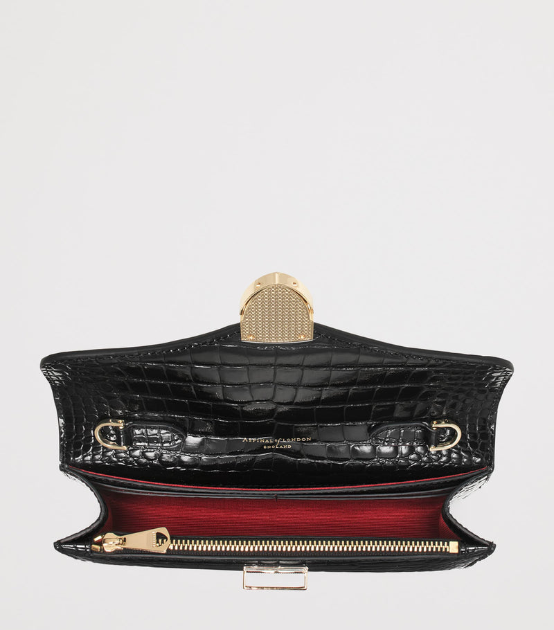 Aspinal of London Mayfair croc-embossed leather clutch bag - British product