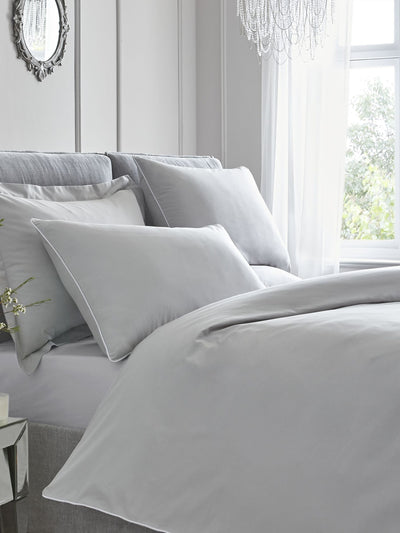 Appletree Grey Piped Edge 100% Cotton Duvet Cover and Pillowcase Set