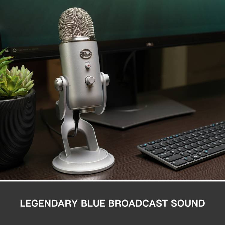 Blue Yeti USB streaming microphone Silver - British product