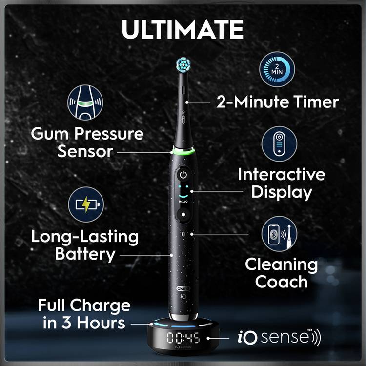 Oral-B iO 10 electric toothbrush black, imported from the UK