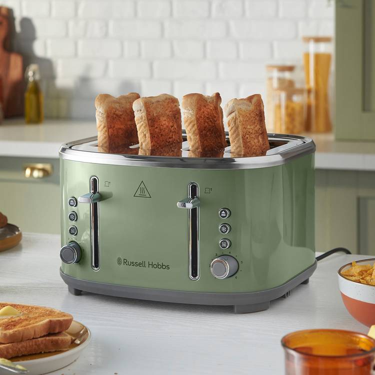 Russell Hobbs Stylevia 4 slice toaster in sage - British product
