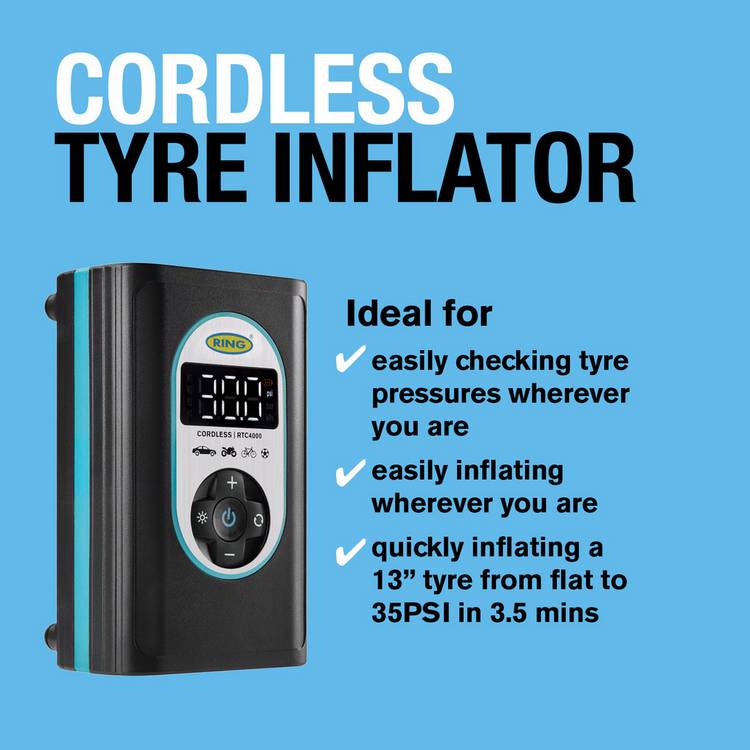 Ring RTC4000 cordless tyre inflator (British brand)