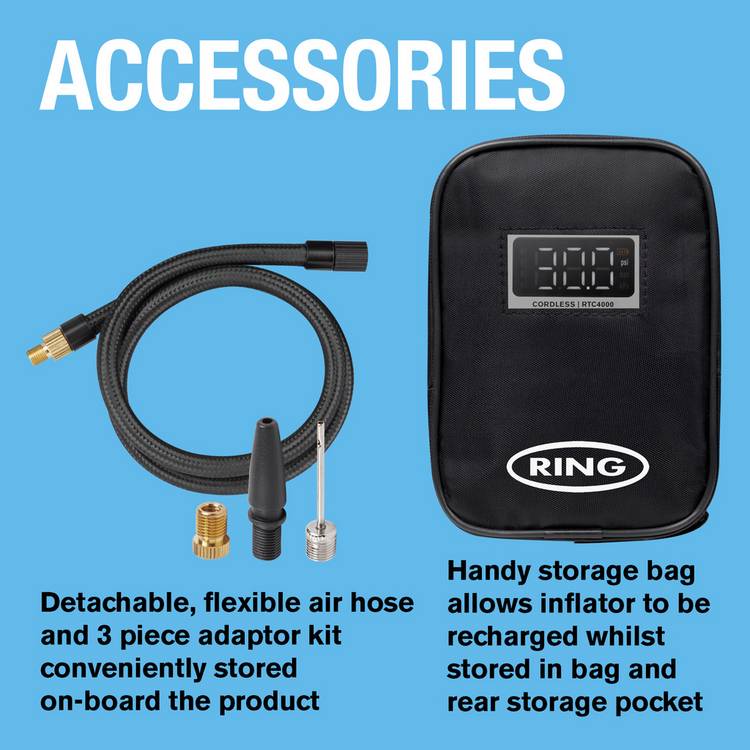 Ring RTC4000 cordless tyre inflator (British brand)