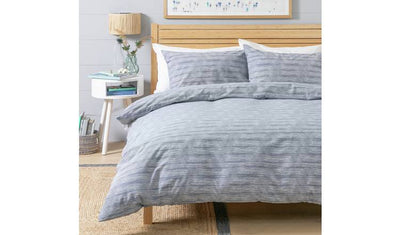 Argos Habitat Stockholm Stripe Blue & White Bedding Set Double- Buy online at McGrocer