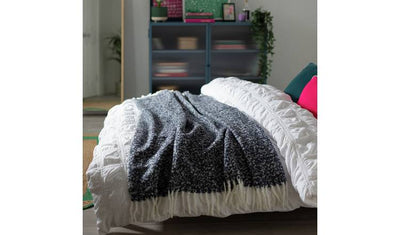 Argos Habitat Faux Textured Mohair Throw - Navy - 125x150cm- Buy online at McGrocer