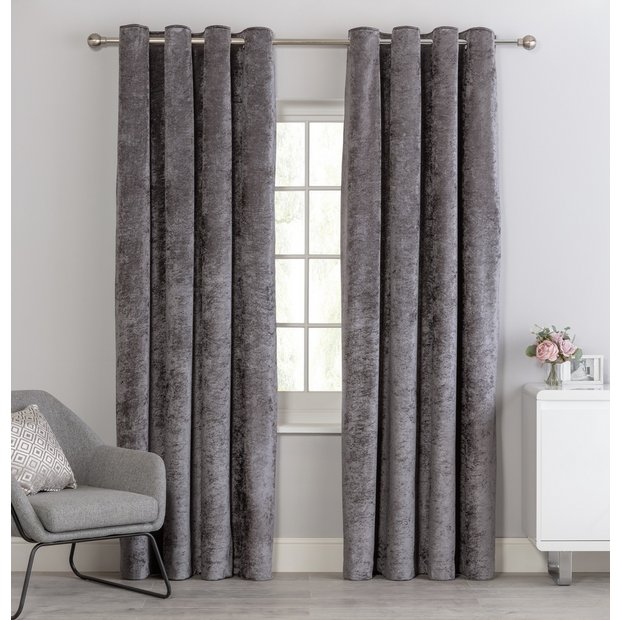 Argos Home Velvet Eyelet Curtains Charcoal 168x229cm - British product