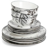 Habitat fine china dinner set grey floral 12 piece - British product
