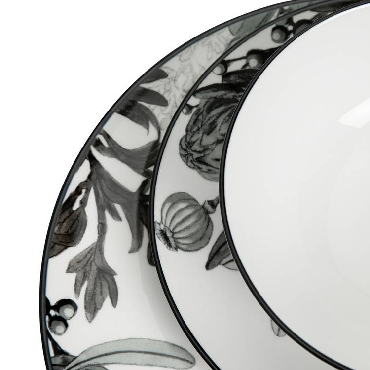 Habitat fine china dinner set grey floral 12 piece - British product