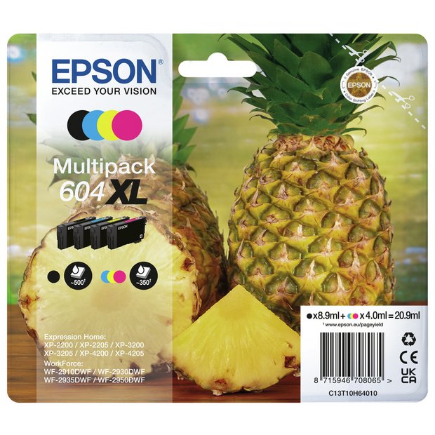 Epson 604 XL Pineapple 4 ink cartridge multipack, UK version