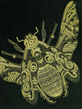 Riva Paoletti emerald green velvet cushion with gold bee (British brand)