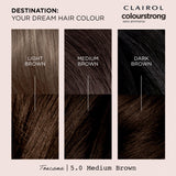 Clairol Colour Strong permanent hair dye Medium Brown 5.0 (British brand)