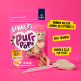 Bonkers cat treats freeze-dried chicken lollipops 4 pack (British brand)