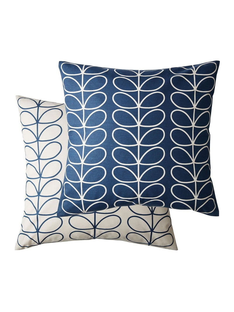 Orla Kiely blue linear stem print small cushion, imported from the UK
