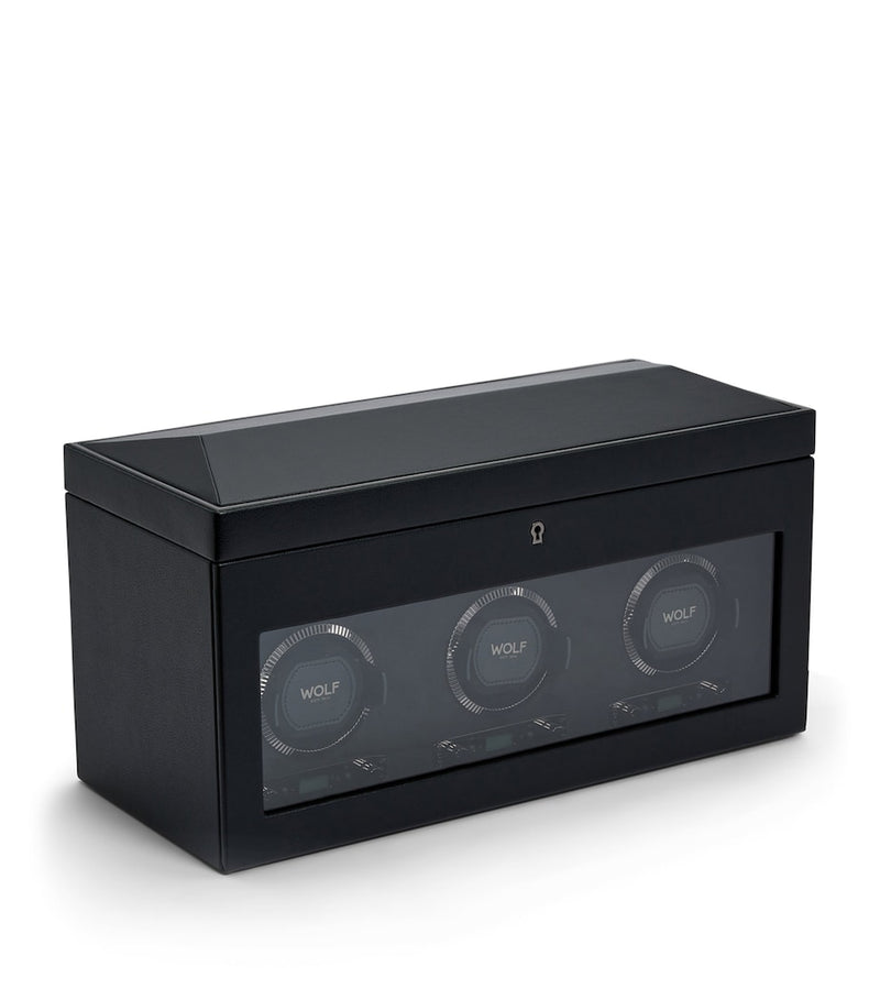 WOLF British Racing triple watch winder, vegan leather (British brand)