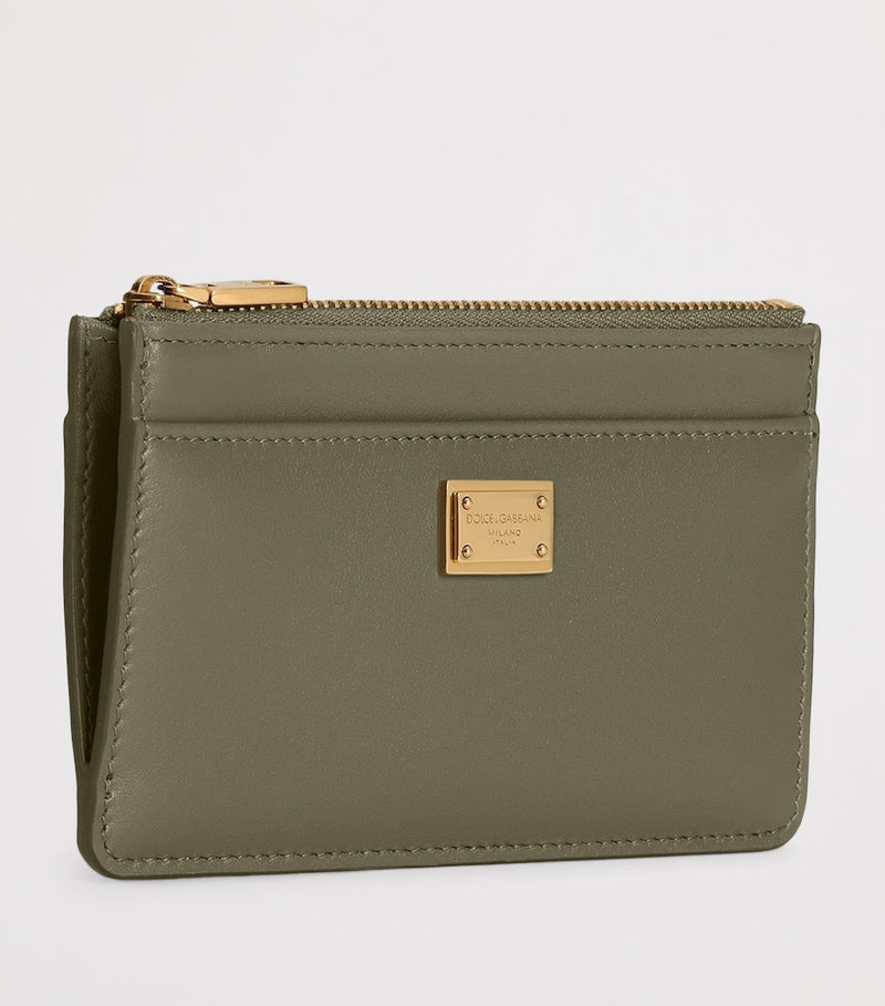 Dolce&Gabbana calfskin card holder with gold-tone plate - British product