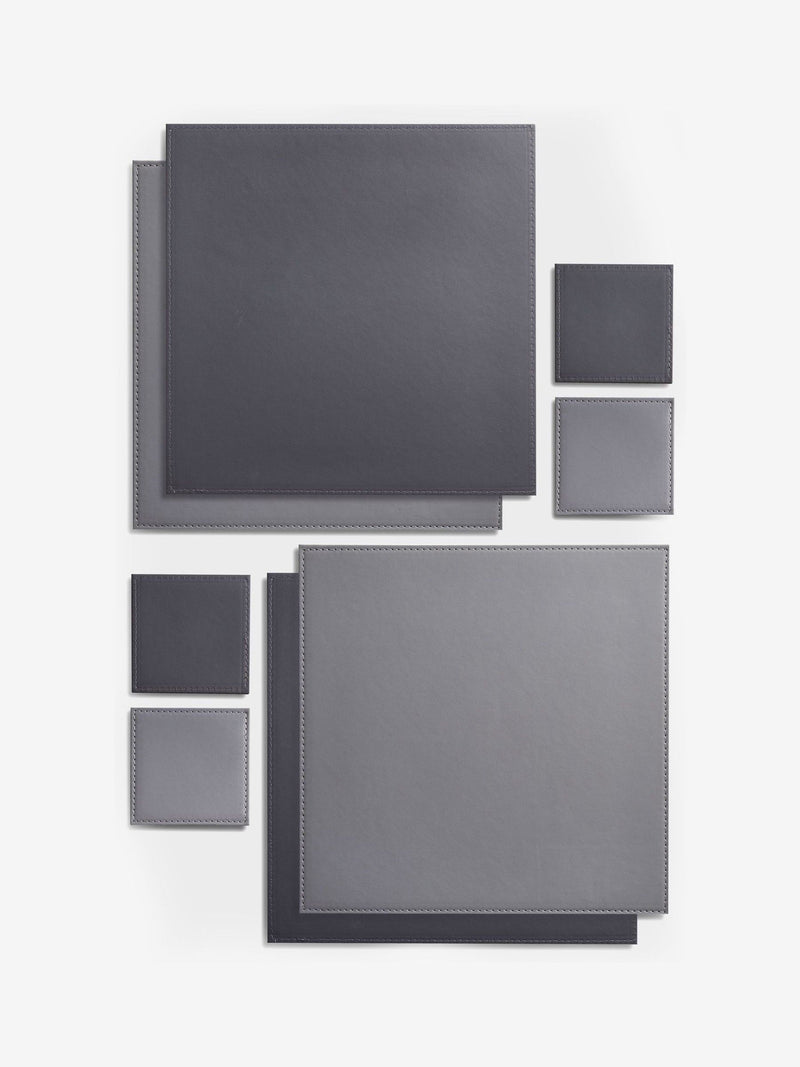 Charcoal grey reversible faux leather placemats and coasters set of 4 (British brand)