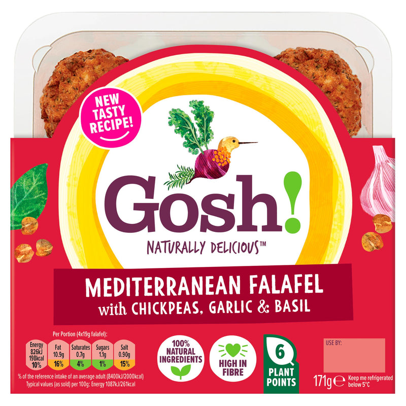 Gosh! Mediterranean falafel with chickpeas and basil 171g, imported from the UK