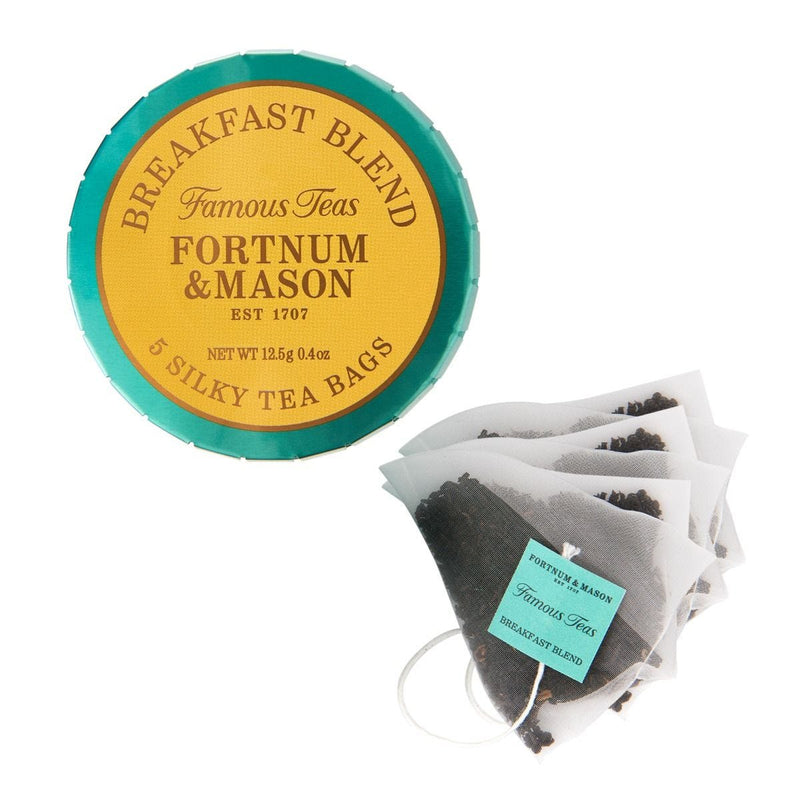 Breakfast blend pocket tin, five whole leaf tea bags 12.5g - British product