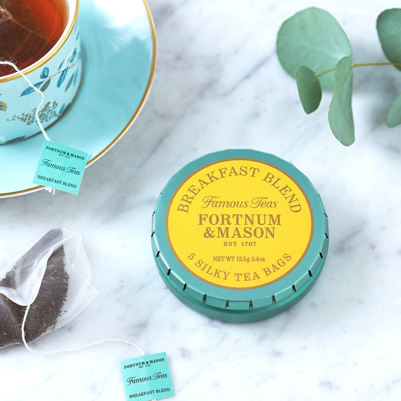 Breakfast blend pocket tin, five whole leaf tea bags 12.5g - British product