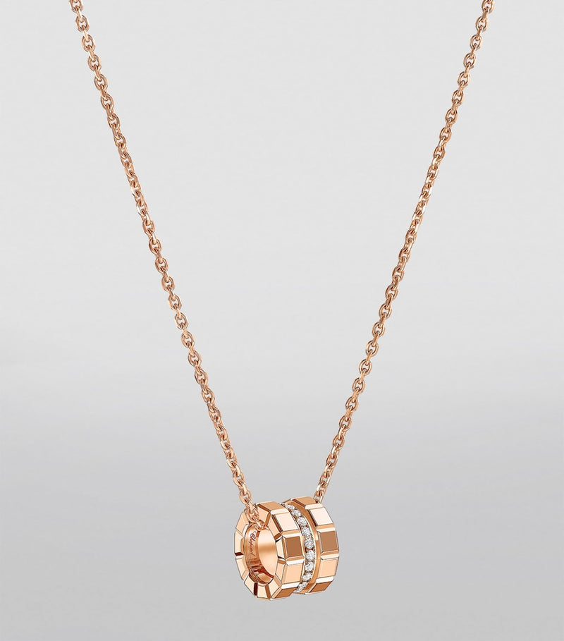 Chopard rose gold and diamond Ice Cube necklace (British brand)