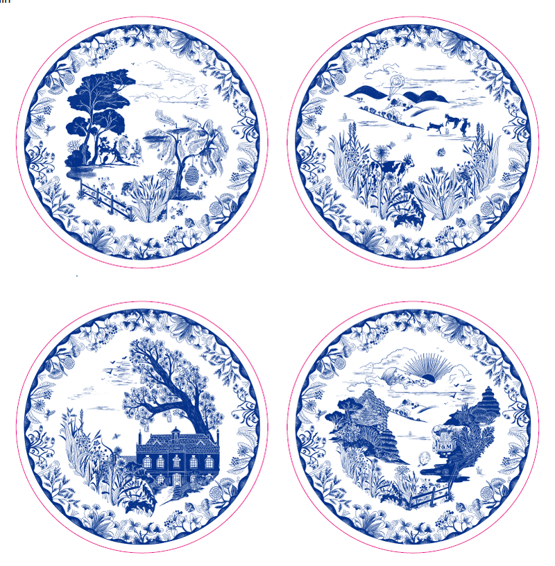 Fortnum's Willow cheese plates set of 4, imported from the UK