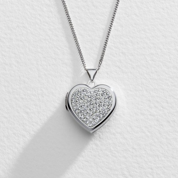 Moon & Back crystal heart locket 18 inch, imported from the UK
