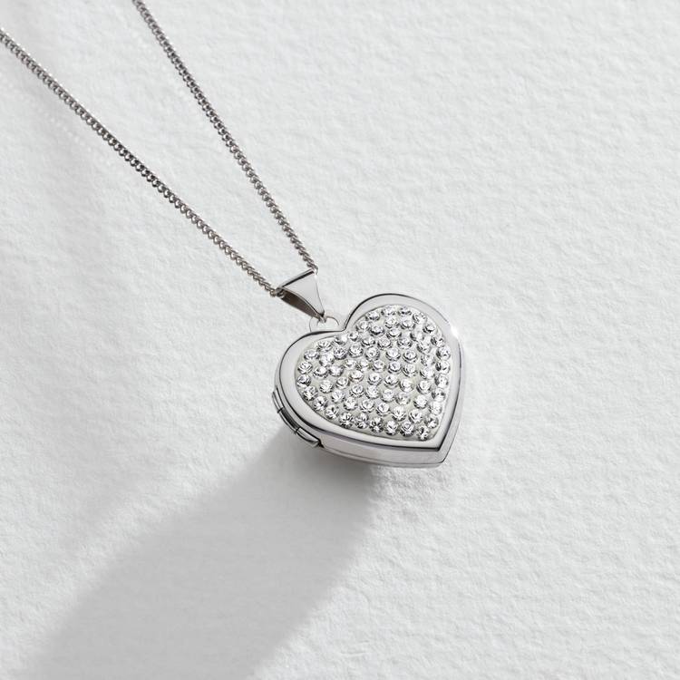 Moon & Back crystal heart locket 18 inch, imported from the UK
