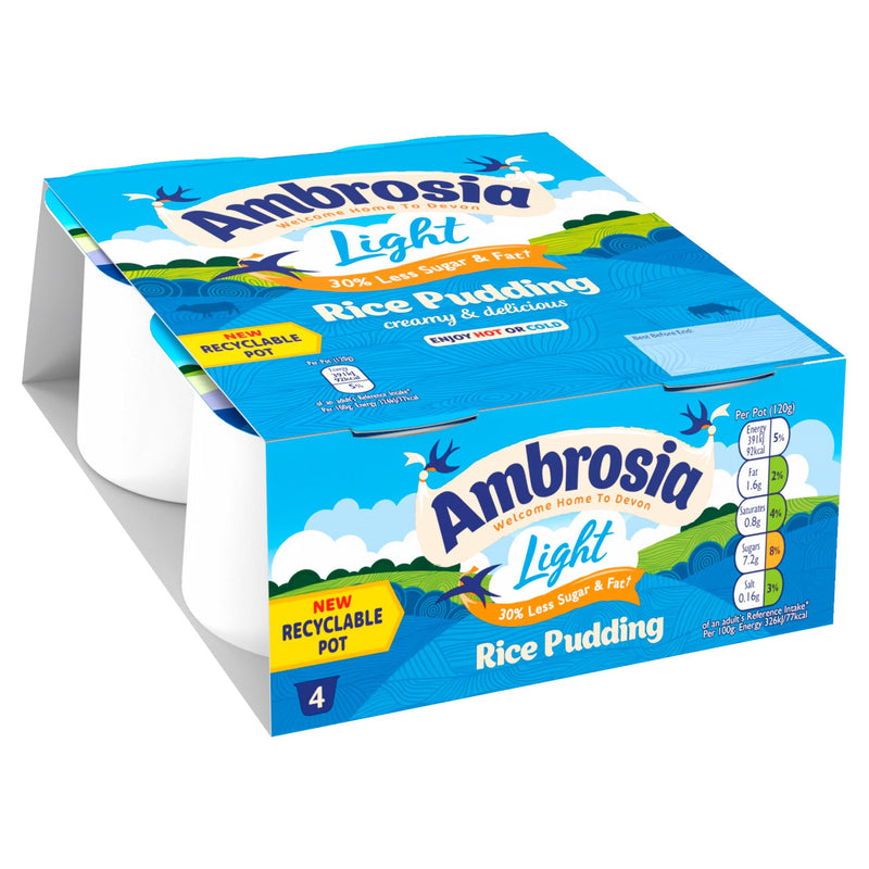Ambrosia light rice pudding 4 x 120g - British product