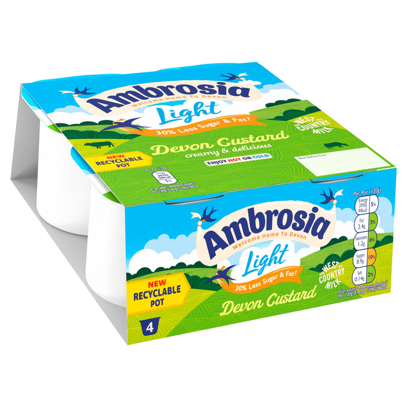 Ambrosia Light Custard Dessert Pots 4x120g, UK version