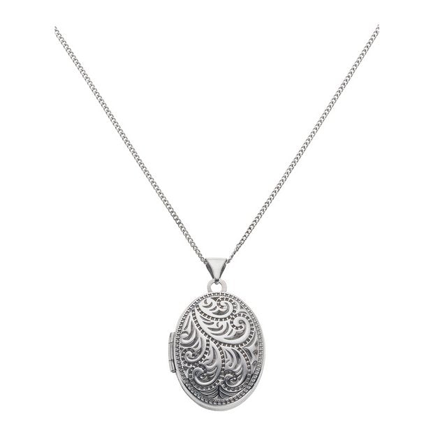 Moon & Back silver oval locket with chain, imported from the UK