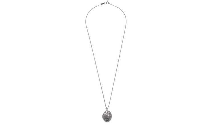 Moon & Back silver oval locket with chain, imported from the UK