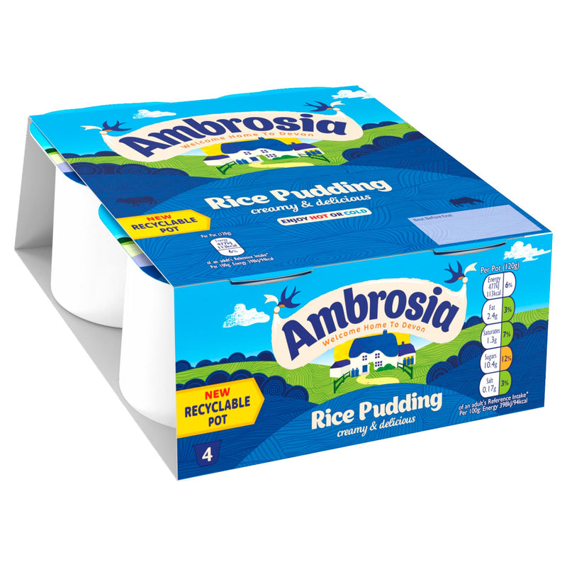 Ambrosia rice pudding snack pots multipack 4 x 120g - British product