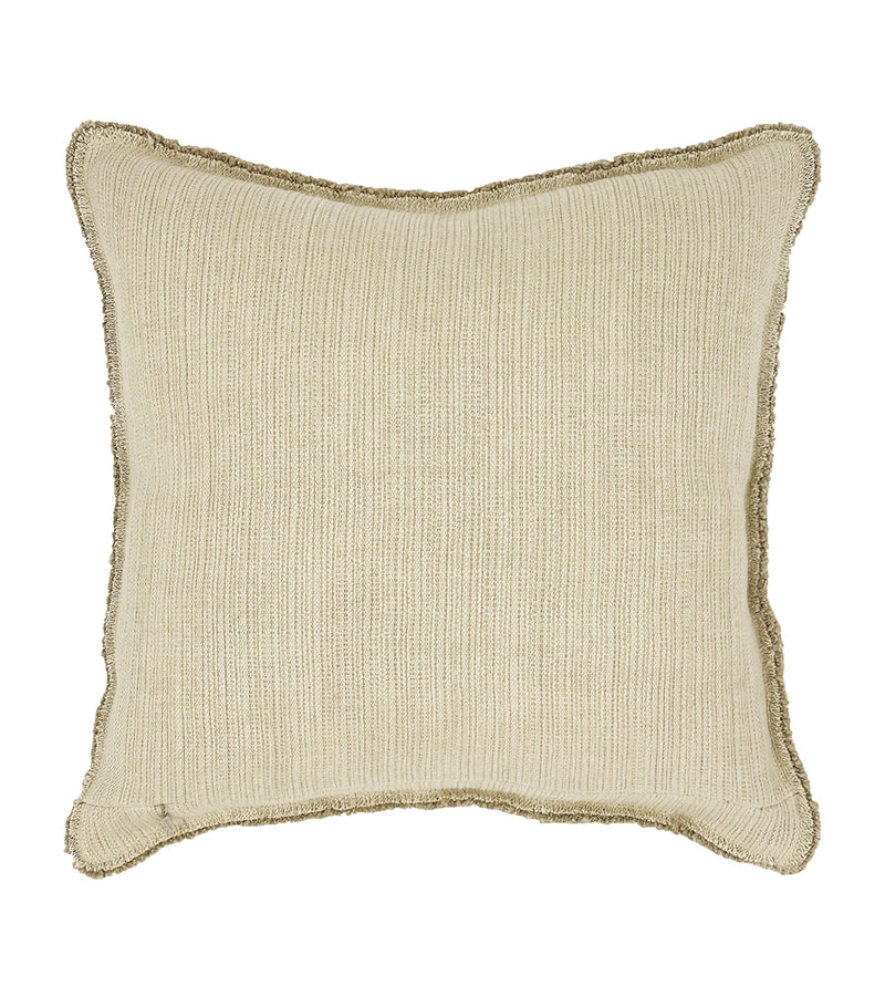 De Le Cuona linen-blend fringe bison cushion 55cm x 55cm - British product