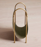 Soho Home leather magazine rack, imported from the UK
