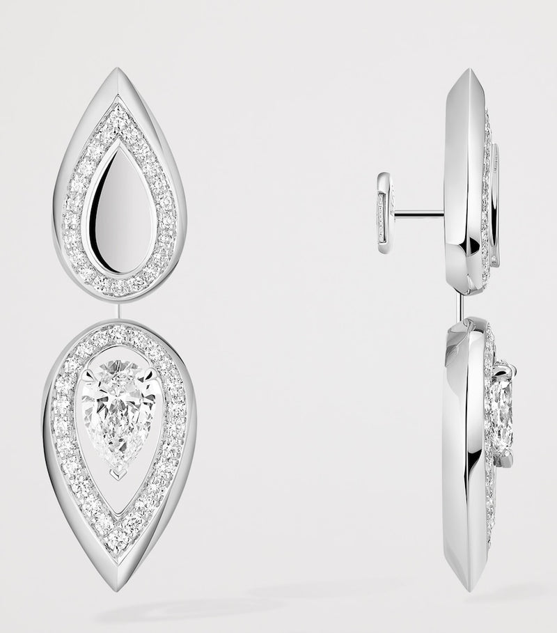 Messika Fiery diamond pendant earrings 0.73ct 18kt white gold, imported from the UK