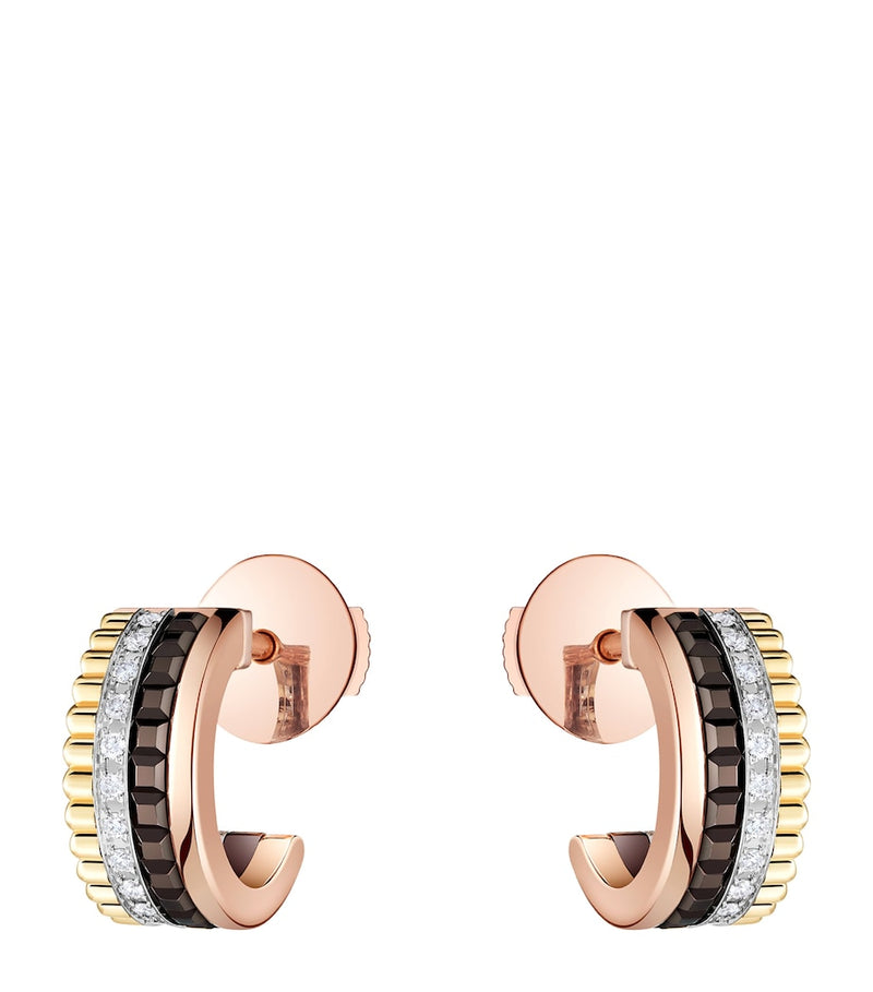 Boucheron Quatre mini hoop earrings mixed gold diamonds UK version