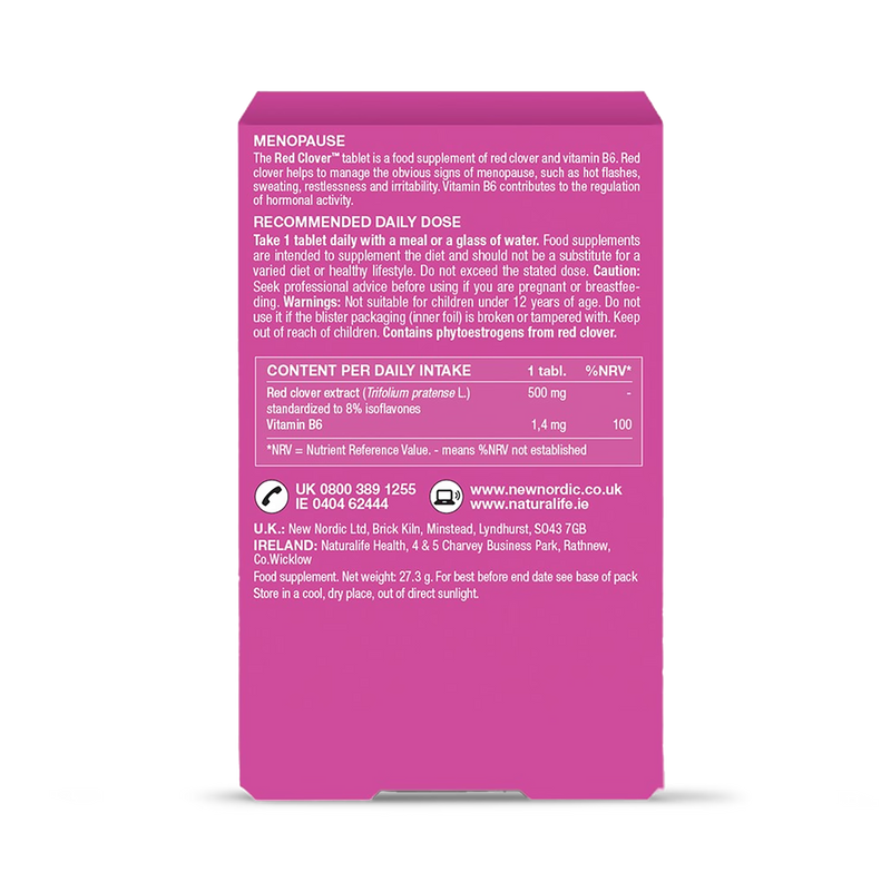 New Nordic Red Clover menopause supplement 30 tablets, UK version